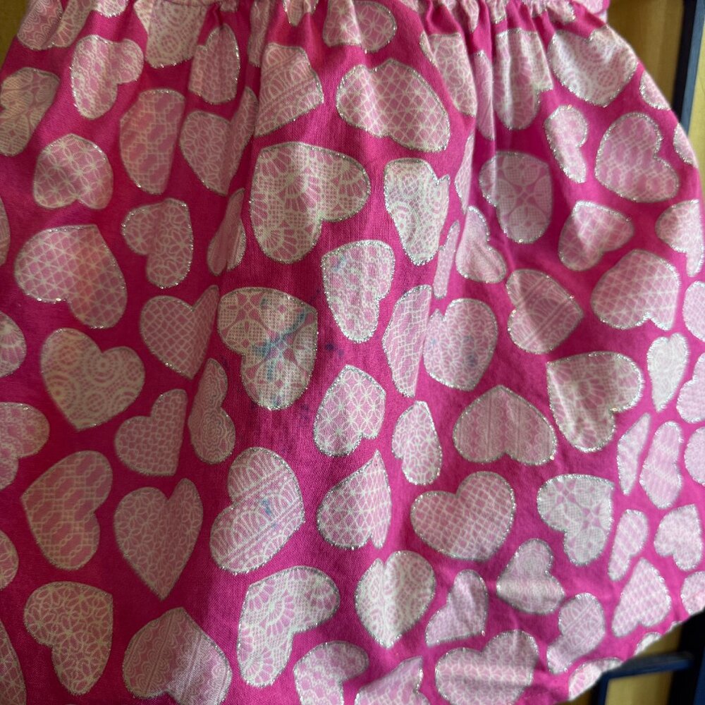 Toddler Girls 3T Pink Heart Print Dress, Tie Shoulder, Twirl-Ready Skirt - Picture 5 of 5